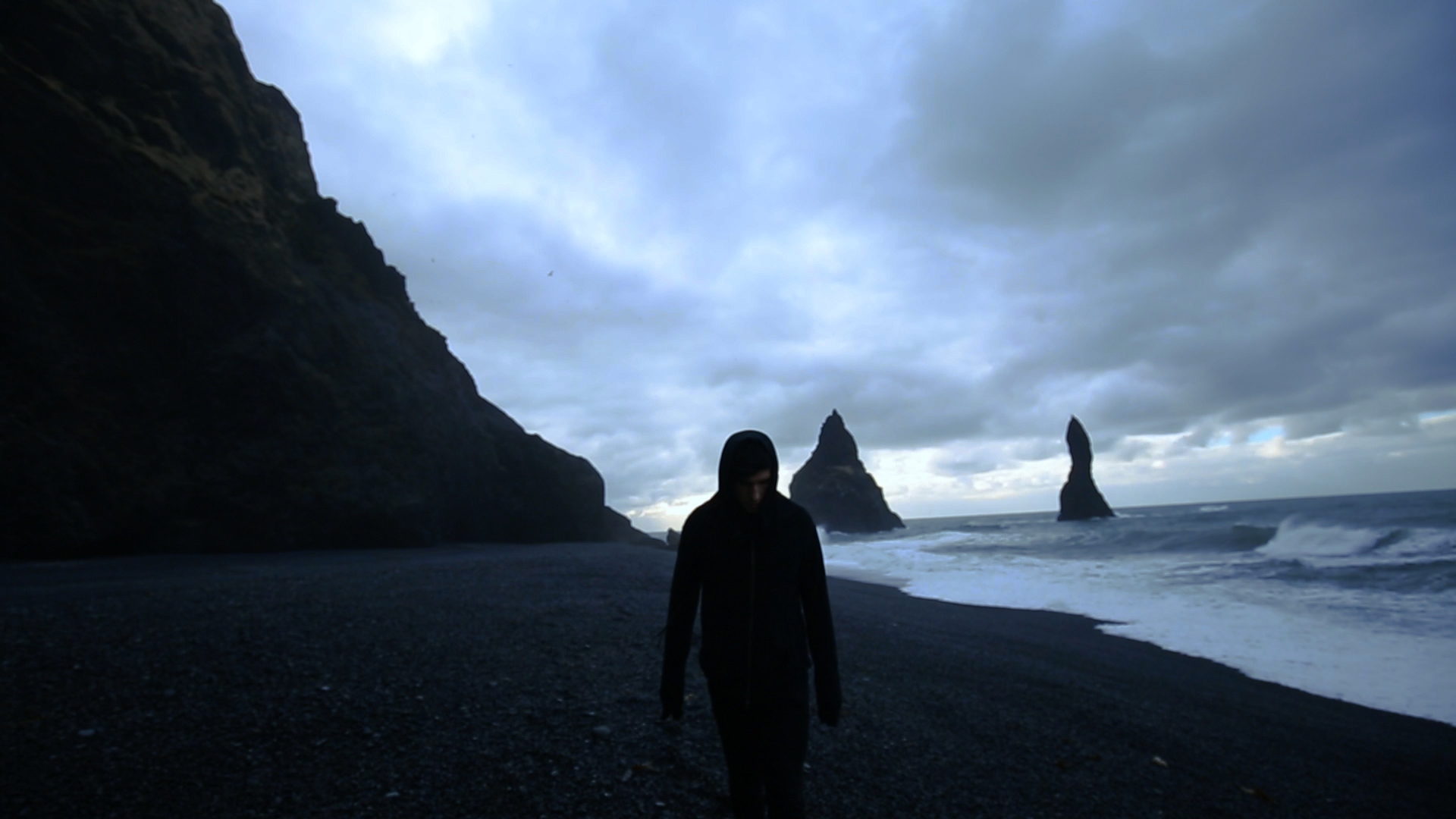 Alessio Miccoli filming Angels and Demons in Iceland on the black beachjpg