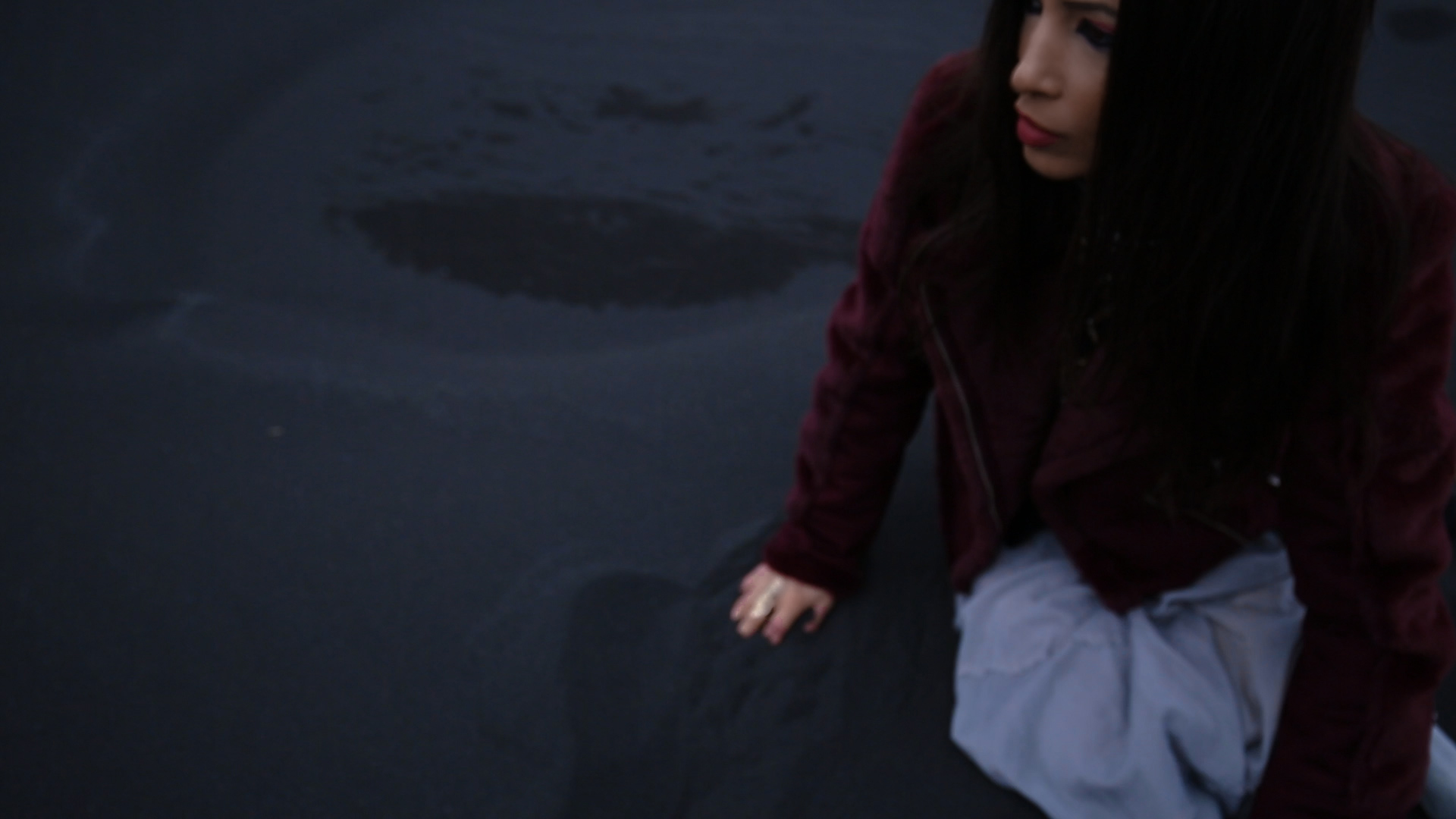 Francesca Miccoli on location in Iceland on the black sand beach Filming Angels and Demons watch the video on youtube now